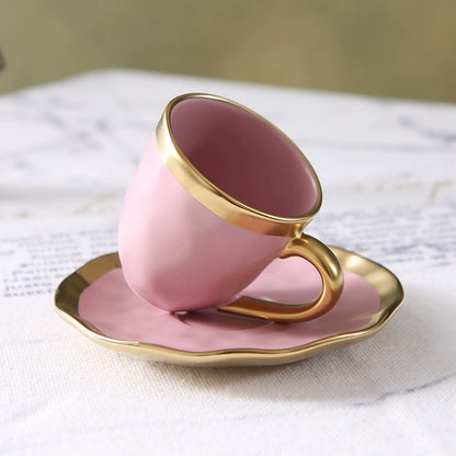 Italian colored glazed ceramic small coffee cup and plate set, dining small cup, afternoon small tea cup, tea ceremony cup