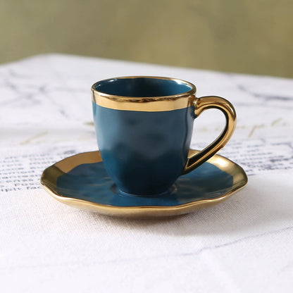 Italian colored glazed ceramic small coffee cup and plate set, dining small cup, afternoon small tea cup, tea ceremony cup