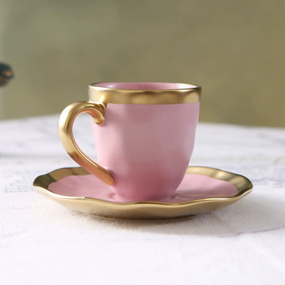 Italian colored glazed ceramic small coffee cup and plate set, dining small cup, afternoon small tea cup, tea ceremony cup
