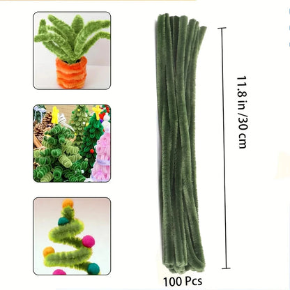 1set Green Pipe Cleaners,Pipe Cleaners For Crafts,Pipe Cleaner Crafts,Chenille Stems For Craft Kids DIY Arts&Crafts Supplies