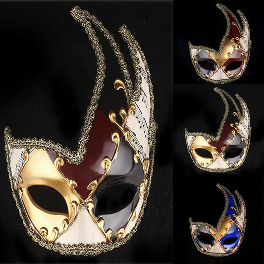 Mardi Gras Mask Men's Masquerade Mask Vintage Venetian Checkered Musical Party Mens Masquerade Mask Vintage Venetian Checkered