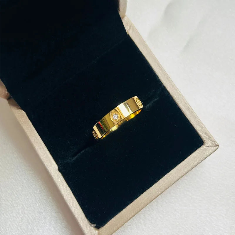 2024 Classic Cross with Stone Luxury Brand Stainless Steel Ring for Girl Women Couple Rings In Wedding Birthday Gift Never Fade