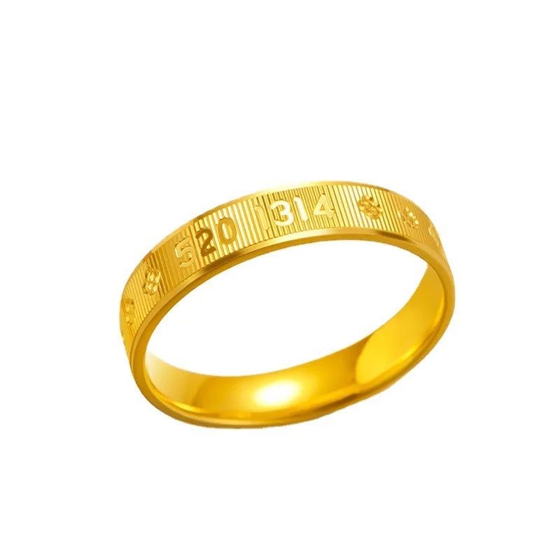24K AU999 pure gold couple ring -1314 real gold wedding ring, Chinese Valentine's Day, gold jewelry gift for couples