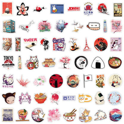 110Pcs Japanese Stickers Tokyo Lucky Cat DIY Stickers Scrapbooking Phone Luggage Skateboard Waterproof Decals