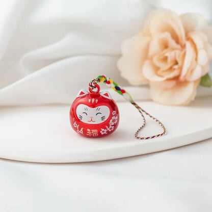 Japanese Lucky Cat Bag Pendants Japan Daruma Keyring Bells Pendant Lucky Cat Keychain Good Fortune Wealth Charm Jewelry Gift