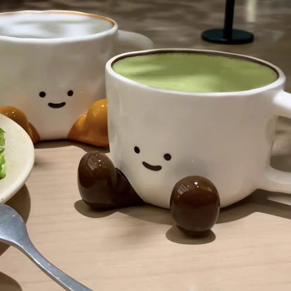 Cartoon Couple Ceramic Mug Creative Coffee Milk Tea Water Cup Cute Children Breakfast Cup Household Drinkware