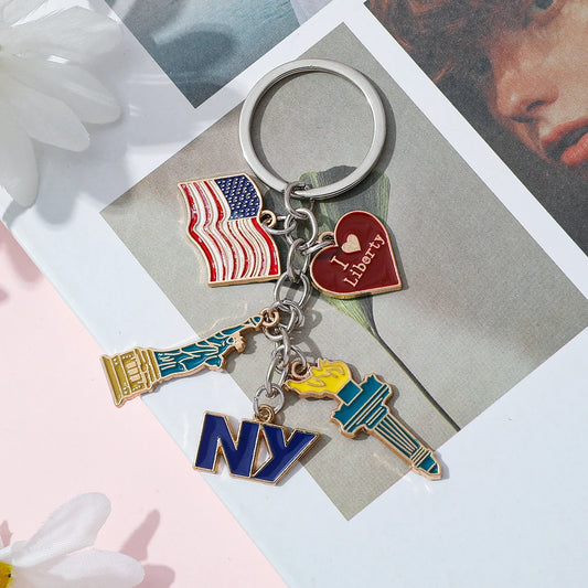 Statue of Liberty Decorations Independence Day Keychain Bag Pendant Heart Decorative Keying Backpack Liberty Pendant Accessories