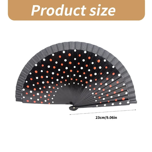 Flamenco Spanish Vintage Hand Fan Wedding Dance Dots Pattern Folding Fan Elegant Handheld Dancing Performances