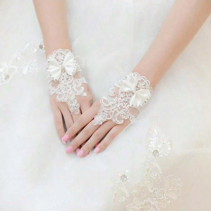 White Ivory Bridal Gloves Short Fingerless Wedding Gloves Gant Mariage Femme Accessoires Mariage Novia Bride Guantes 2025