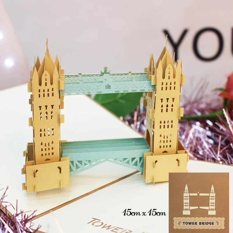 3D Pop Up Birthday Cards Laser Cut Invitations Cards World Architecture Business Card Boy Gifts Greeting Card Tourist Postcard