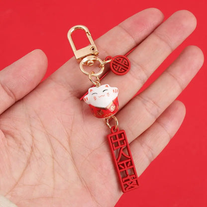 Cute Japanese Lucky Cat Keychain Cartoon Fortune Cat Keychain Car Bag Pendant Mobile Accessories Couple Gift