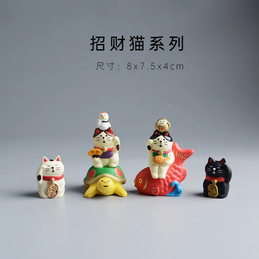 ZAKKA Miniatures Kitten Maneki Neko Cat Figurine Model Toys Resin Crafts New Year Gifts Decoration Handicraft Desktop Ornaments