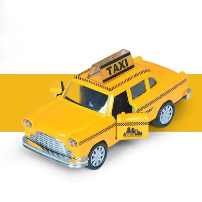 1/32 Retro Taxi Model Alloy Car Toy Miniature Car Collection Diecast Sound Light Kids Toys Children's Day Gift