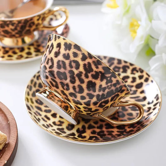 Bone Mug Tea China Leopard Coffee Cup British Print Tableware Porcelain Ceramic a Afternoon Beautiful Dinner Powder Thin Cereal