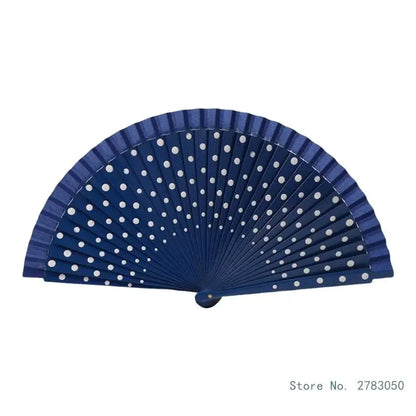 Flamenco Spanish Vintage Hand Fan Wedding Dance Dots Pattern Folding Fan Elegant Handheld Dancing Performances