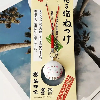Japanese Lucky Cat Bag Pendants Japan Daruma Keyring Bells Pendant Lucky Cat Keychain Good Fortune Wealth Charm Jewelry Gift