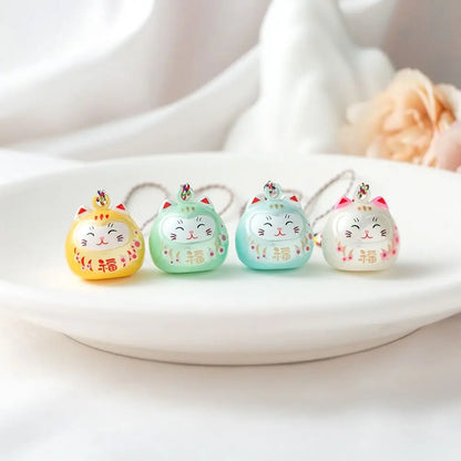 Japanese Lucky Cat Bag Pendants Japan Daruma Keyring Bells Pendant Lucky Cat Keychain Good Fortune Wealth Charm Jewelry Gift