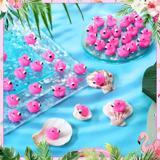 200Pcs  Flamingo Tiny Duck Mini Resin Flamingo Duck Tiny Duck Mini Figurine Flamingo Toy for Craft Home Dollhouse Ornament Decor
