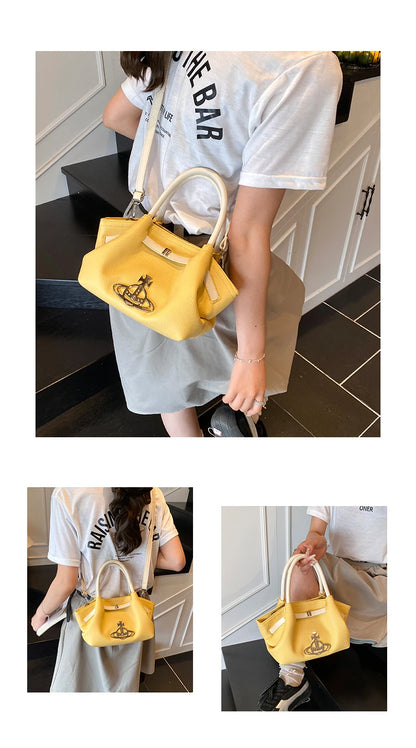 Classic Designer Paris Fashion Tote Messenger Purse Shopper Bag Elegant Leather Solid Color Commuter