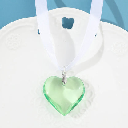 Elegant Love Heart Pendant Necklace for Women Y2K Jewelry Collares Wed Bridal Knotted Bowknot Adjustable Boho Neck Chains