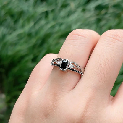 Game Love And Deepspace Sylus Rings Cosplay Black Gemstone Couple Ring Alloy Adjustable Jewelry Accessories Christmas Gift