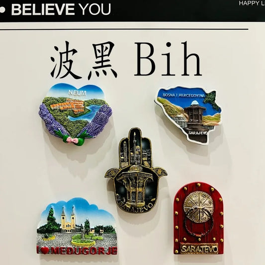 Bosnia and Herzegovina 3D Fridge Magnets Souvenir Resin Refrigerator Magnets Sticker Collection Handicraft Gift Home Decoration