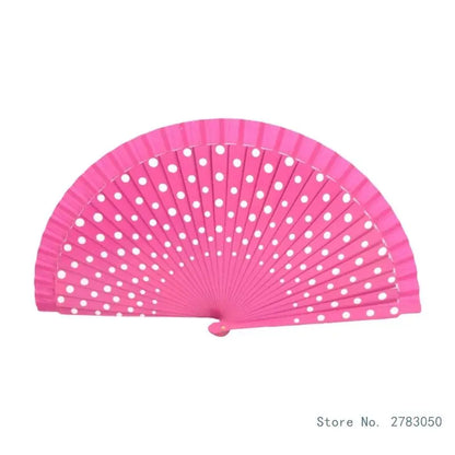 Flamenco Spanish Vintage Hand Fan Wedding Dance Dots Pattern Folding Fan Elegant Handheld Dancing Performances