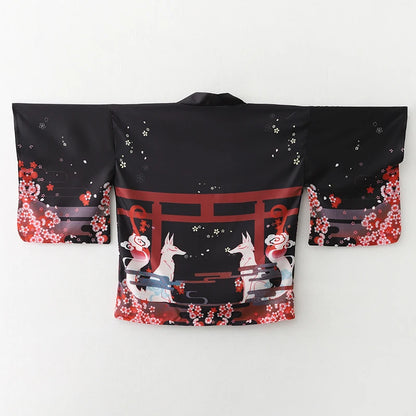 2023 New Summer Loose Red Black Japanese Samurai Streetwear Cardigan Women Men Harajuku Haori Kimono Cosplay Blouse Top Yukata