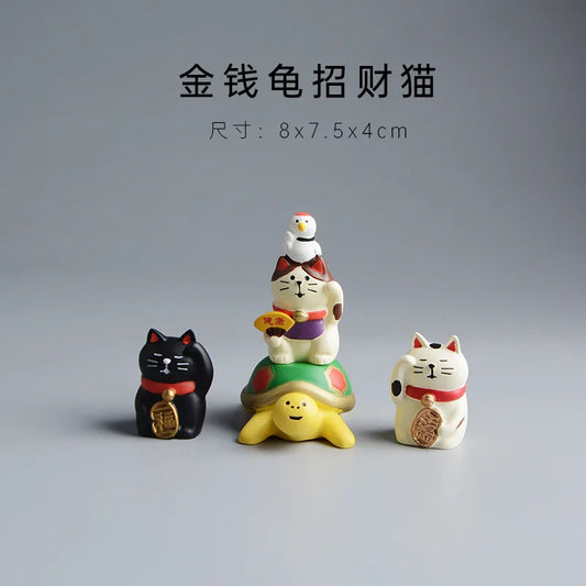 ZAKKA Miniatures Kitten Maneki Neko Cat Figurine Model Toys Resin Crafts New Year Gifts Decoration Handicraft Desktop Ornaments