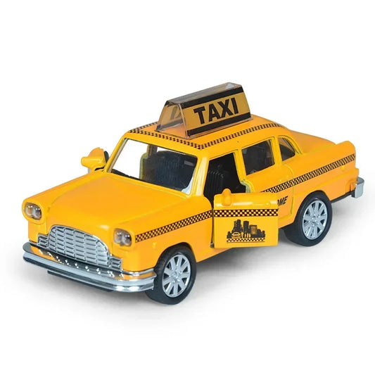 1/32 Retro Taxi Model Alloy Car Toy Miniature Car Collection Diecast Sound Light Kids Toys Children's Day Gift