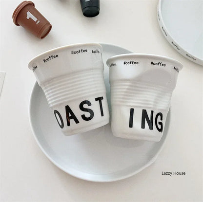 Ins Style Irregular Ceramic Mug Hand-pinch Coffee Cup Mugs Funny Glass Drinking Glasses Kawaii Cup Dessert Plate Mugs Coffee Cup