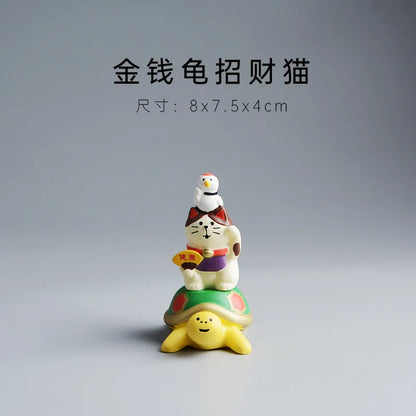 ZAKKA Miniatures Kitten Maneki Neko Cat Figurine Model Toys Resin Crafts New Year Gifts Decoration Handicraft Desktop Ornaments