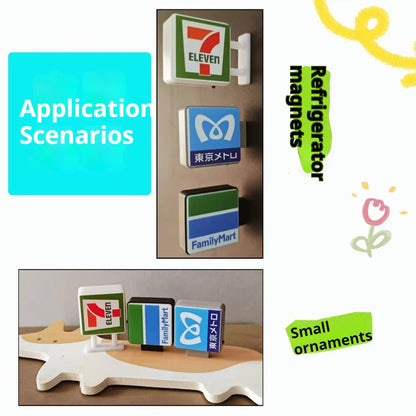 Tokyo Osaka Glowing Magnetic Refrigerator Magnet Home Decor Convenience Store Sign Model Japan Travel Souvenir Home Accessories