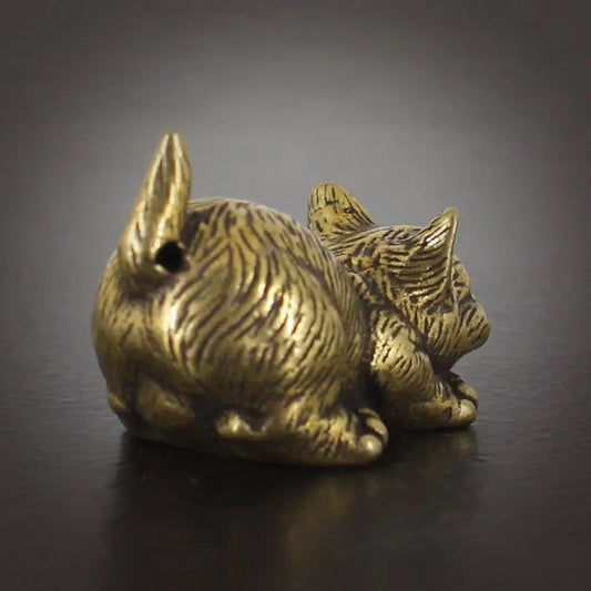 Crafts Brass Small Cat Metal Statue Cute Creative Tea Pet Simulated Exquisite Model Sculpture Toy
