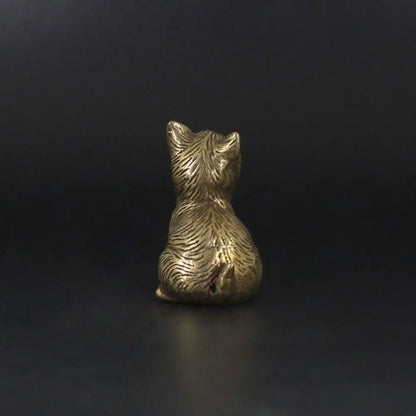 Crafts Brass Small Cat Metal Statue Cute Creative Tea Pet Simulated Exquisite Model Sculpture Toy