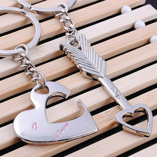 Novelty Couple Keychain Lovers Heart Key Chain Ring  Casual Trinket Jewelry Valentine's Day Wedding Gift Accessories