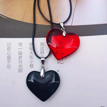 Y2k Love Heart Necklace for Women Fashion Hip Hop Red Hearts Pink Pendants Necklaces Rope Chain Girls Rave Gift Gothic Jewelry
