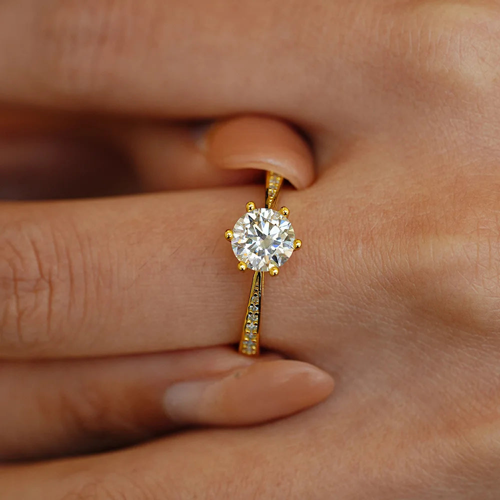 CKT 100% Real 18k Gold Ring Moissanite 1ct With Certificate Luxury Wedding Jewelry For Women Summer Engagement Gift Non Tarnish