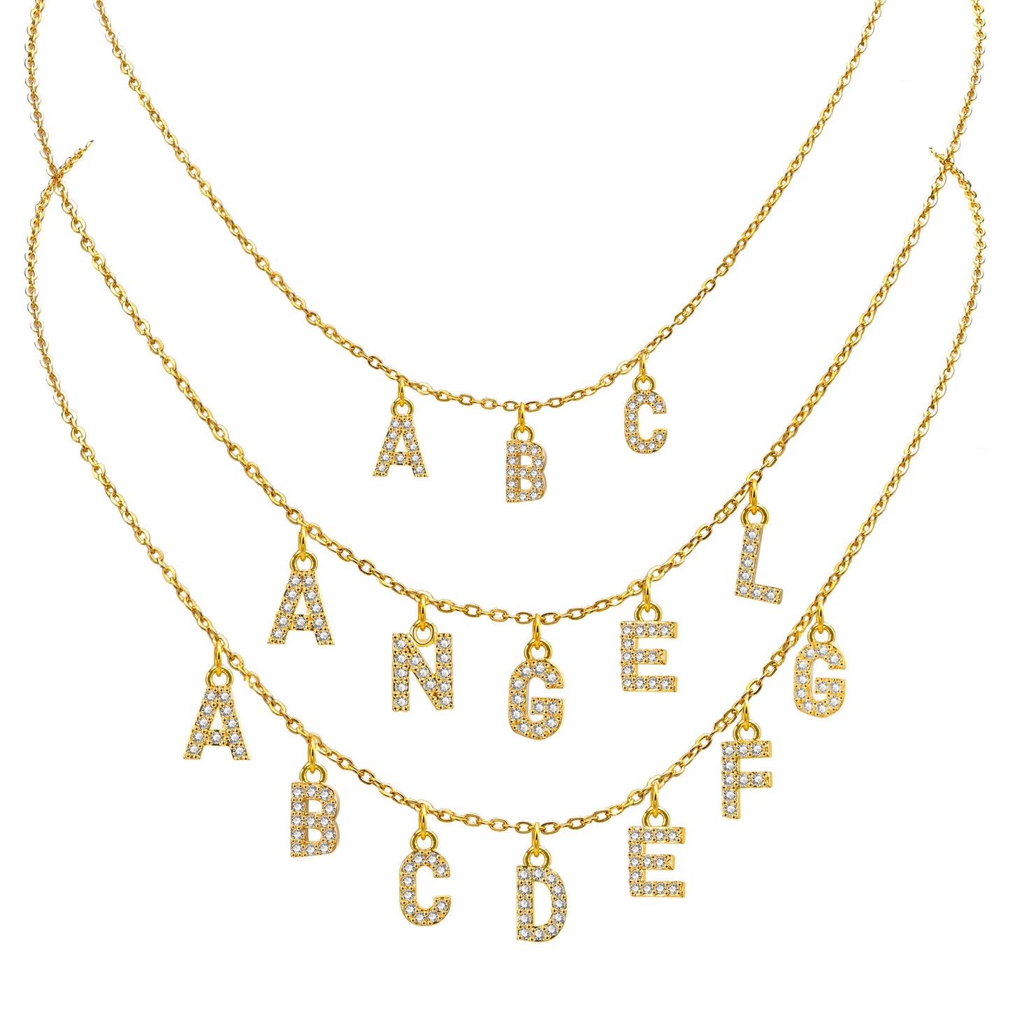 Custom Personalized Name Necklace for Women, Initial Letter Pendant Zircon Necklace, Stainless Steel Wholesale Jewelry