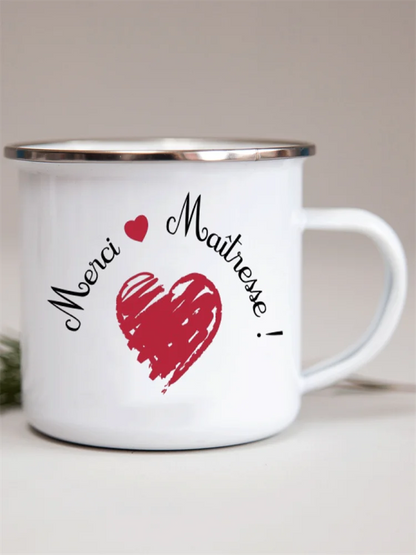 French Flower Printed Enamel Mugs Creative Coffee Mug Milk Wine Beer Drink Juice Cup School Home Handle Drinkware Teacher Gifts