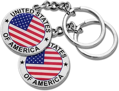 NYC US United States of America Keychain Metal Key Ring Star Stripe US Flag Souvenir Patriotic Christmas Gifts for Men Women