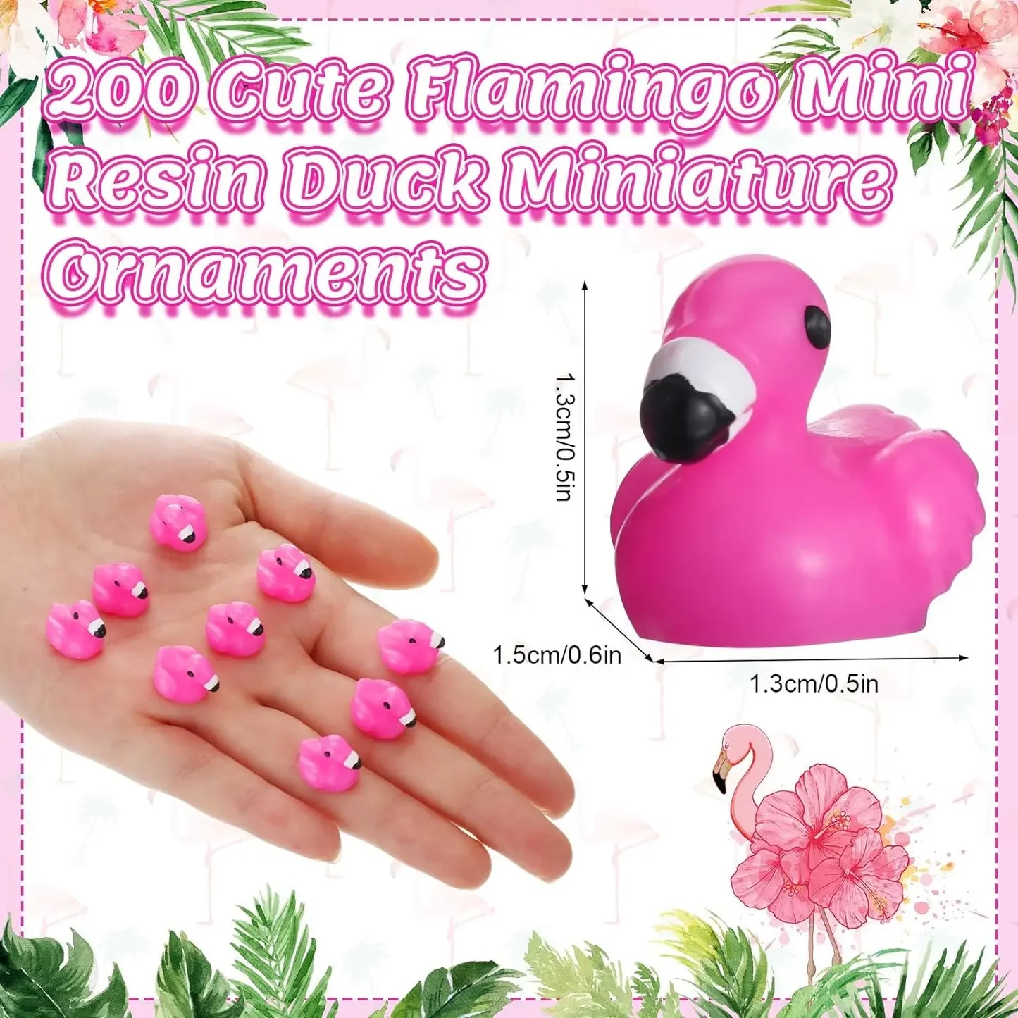 200Pcs  Flamingo Tiny Duck Mini Resin Flamingo Duck Tiny Duck Mini Figurine Flamingo Toy for Craft Home Dollhouse Ornament Decor