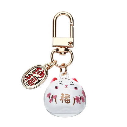 Japanese Cute Lucky Cat Keychains Cartoon Lucky Cat Key Chains Car Bag Charm Ornaments Pendant Keyring Couple Gift