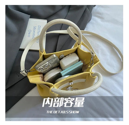 Classic Designer Paris Fashion Tote Messenger Purse Shopper Bag Elegant Leather Solid Color Commuter