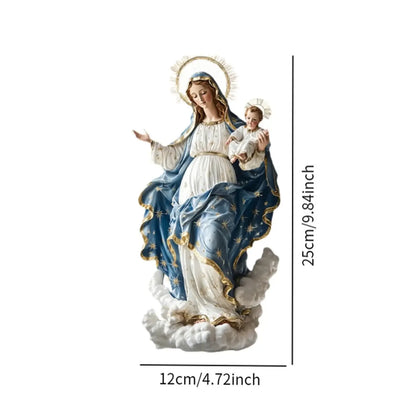 Blessed Mary Figurine Religious Statue for Living Room Centerpiece Festival