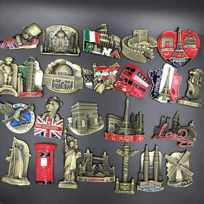 Home Decor Fridge Magnet Refrigerator Metal USA Alaska York Paris Italy London Post Office UK Dubai Belgium Israel Stereo