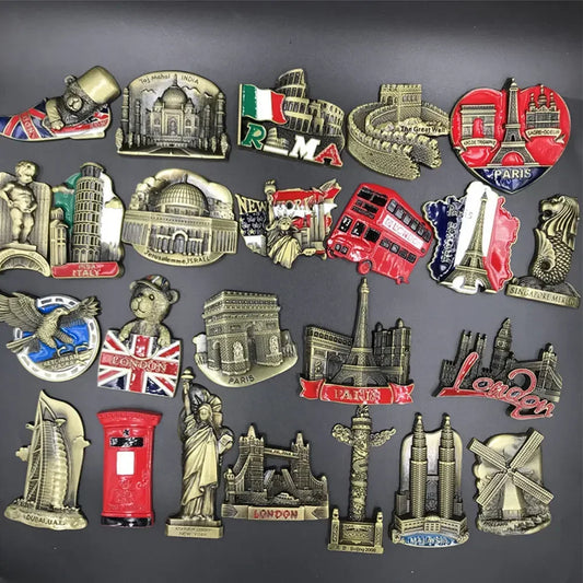 Home Decor Fridge Magnet Refrigerator Metal USA Alaska York Paris Italy London Post Office UK Dubai Belgium Israel Stereo