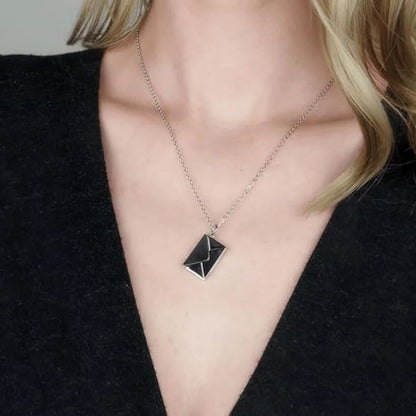 Envelope Love Letter Necklace for Women Stainless Steel Love You Gift Message Engraved Jewelry Pendant Couples and Family