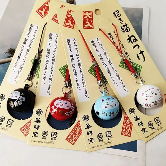Japanese Lucky Cat Bag Pendants Japan Daruma Keyring Bells Pendant Lucky Cat Keychain Good Fortune Wealth Charm Jewelry Gift