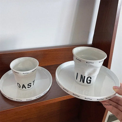 Ins Style Irregular Ceramic Mug Hand-pinch Coffee Cup Mugs Funny Glass Drinking Glasses Kawaii Cup Dessert Plate Mugs Coffee Cup